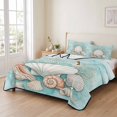 thumbnail image 2 of Quilts Twin XL Size Bedding Set, Coastal Seashells Lightweight Quilted Comforter, Watercolor Ocean Coral Conch Blue Green Soft Bedspread Coverlet with Pillow Covers for All Season, 68" x 98", 2 of 9