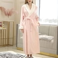 thumbnail image 2 of Defitshape Women's Long Sleeve Bath Robe Long Robes Warm Flannel Cozy Thick Fleece Fall High Waisted Sleepwear Pink Small-Large, 2 of 4