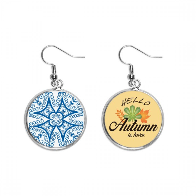 Talavera patron decorativo azul ilustracion Pendiente del lóbulo de la joyería del pendiente de la hoja del otoño Unbranded M