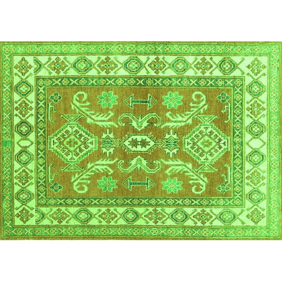 Ahgly Company Indoor Rectangle Geometric Green Traditional Area Rugs, 2' x 4'