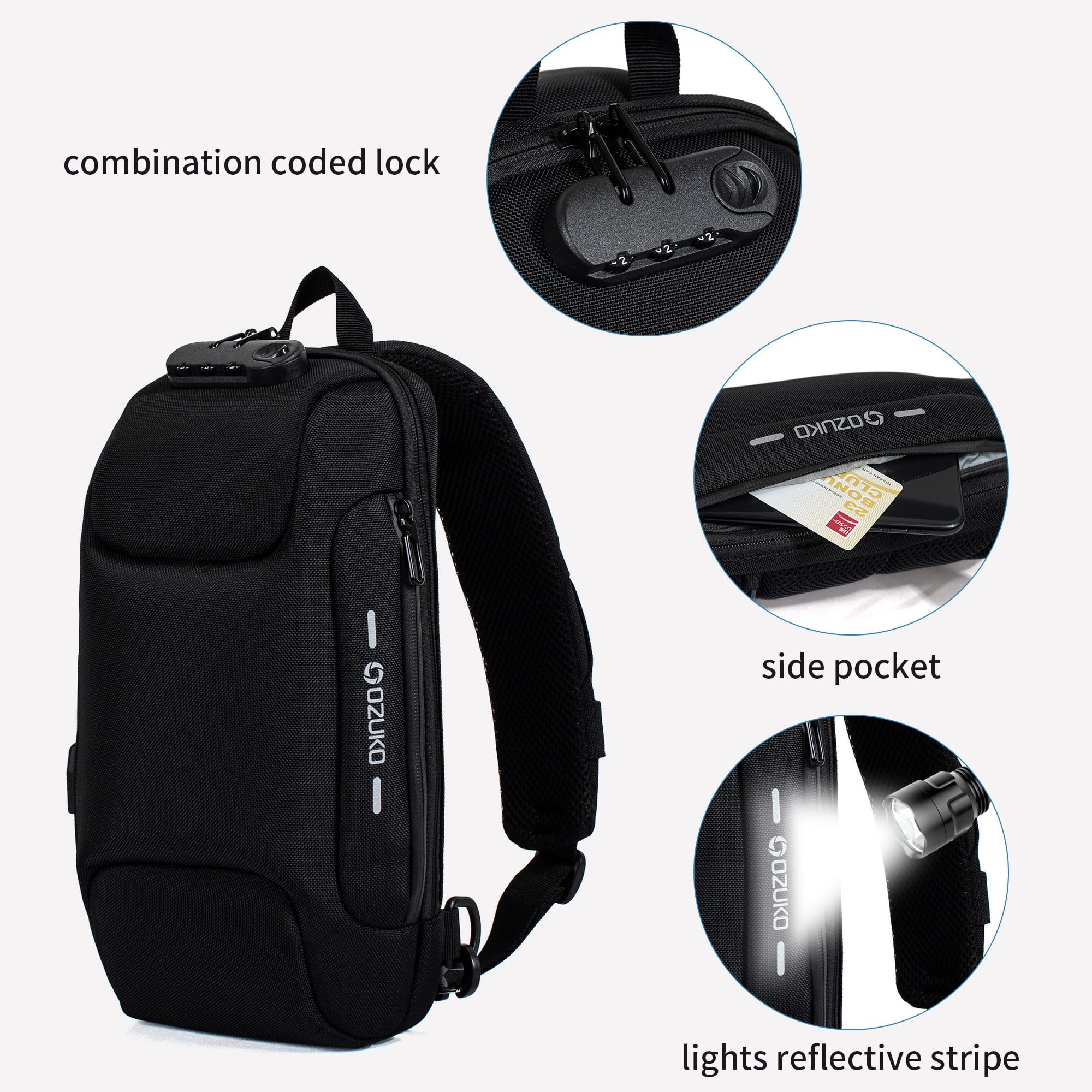 TOPERIN Mens Chest Sling Bag Anti-Theft Crossbody Messenger Pack with USB Camouflage Oxford Cloth