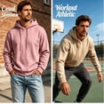 thumbnail image 4 of RJMDKXZ Fleece Hoodies for Men Pullover Loose Fit Casual Solid Long Sleeve Drawstring Fleece Lined Sweatshirts Comfy Warm Tops with Hood, 4 of 7