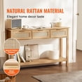 thumbnail image 2 of KFFKFF Rattan Accent Table, Includes 3 Drawers for Storage, Features a Rattan Sliding Door, Ideal for Living Spaces, Studies, Hallways, or as a TV Stand, Crafted with a Natural Finish, 2 of 9