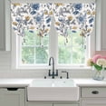 thumbnail image 5 of Yellow Blue Flower Tie Up Curtain 45 Inches Long, Vintage Floral Balloon Style Kitchen Window Curtain Over Sink, Small Window Rod Pocket Curtain 34"x45", 5 of 9
