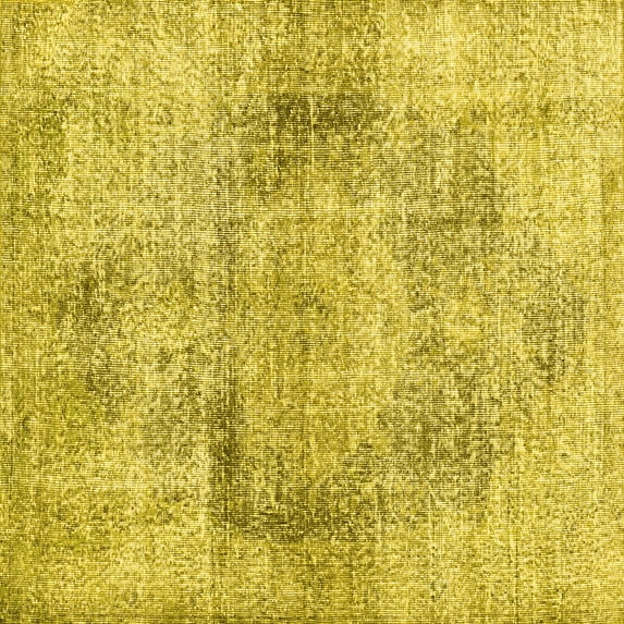 Ahgly Company Machine Washable Indoor Square Persian Yellow Traditional Area Rugs, 4' Square