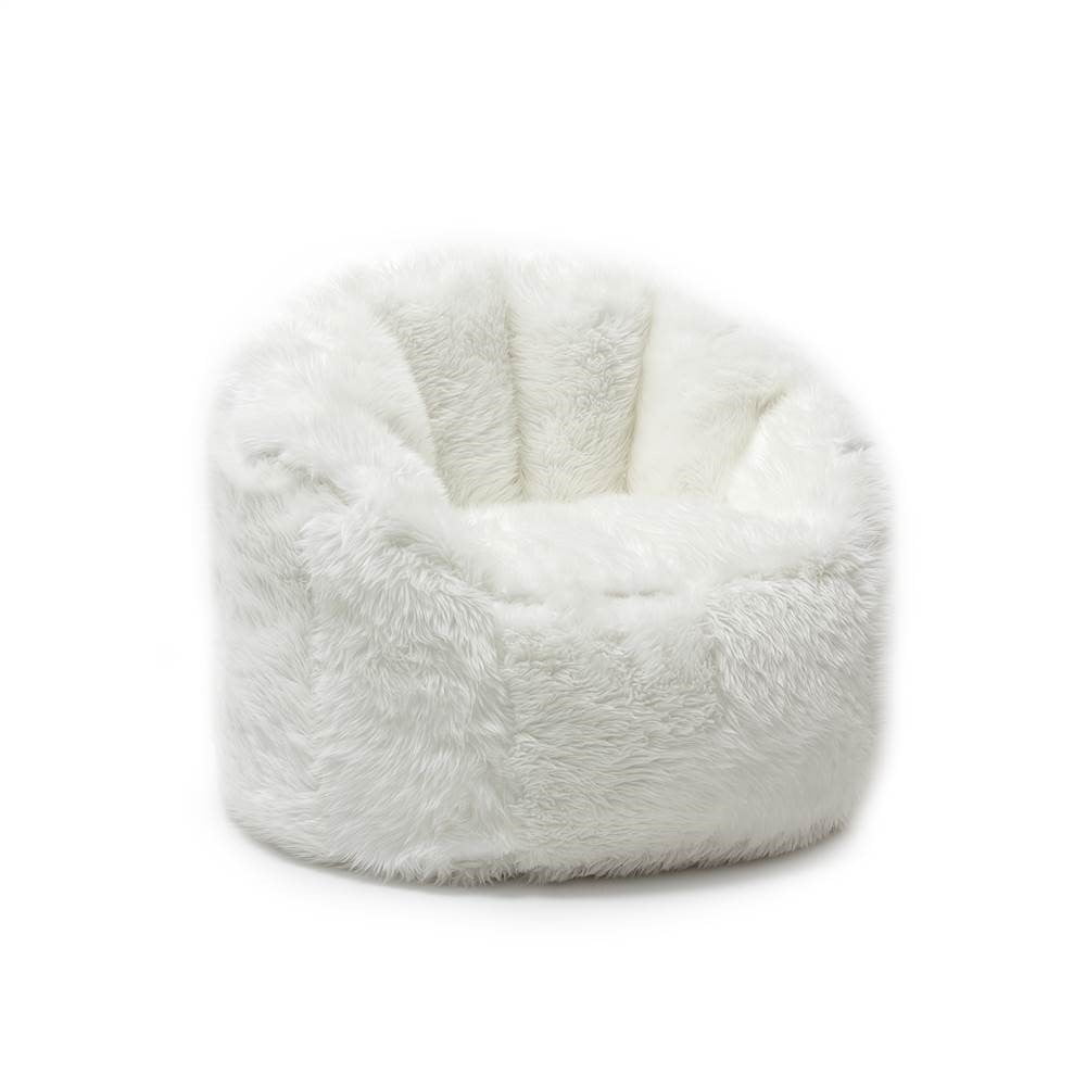 Big Joe Milano Shag Bean Bag Chair, Ivory Shag Fabric