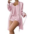 thumbnail image 1 of Women's 3 Piece Satin Pajama Set Camisole Top and Shorts Pajama Set with Robe, 1 of 5