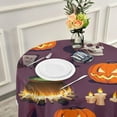 thumbnail image 5 of Dreamtimes Halloween Pumpkin Skull Lantern Round Tablecloth 60", Table Cover Water Resistant Spill Proof Large Table Cover for Indoor & Outdoor Family Gathering Dinner, BBQ, 5 of 7