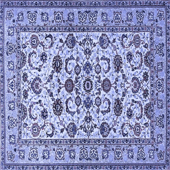 Ahgly Company Machine Washable Indoor Square Persian Blue Traditional Area Rugs, 7' Square
