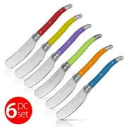 Slitzer Germany Butter Knife Set - European-Style Spreader Knife with Stainless Steel Blade to Spread Peanut Butter, Cheese, Jam, Mayo on Bread & Toast - Easy Grip Colored ABS Handles - 6-Piece Set