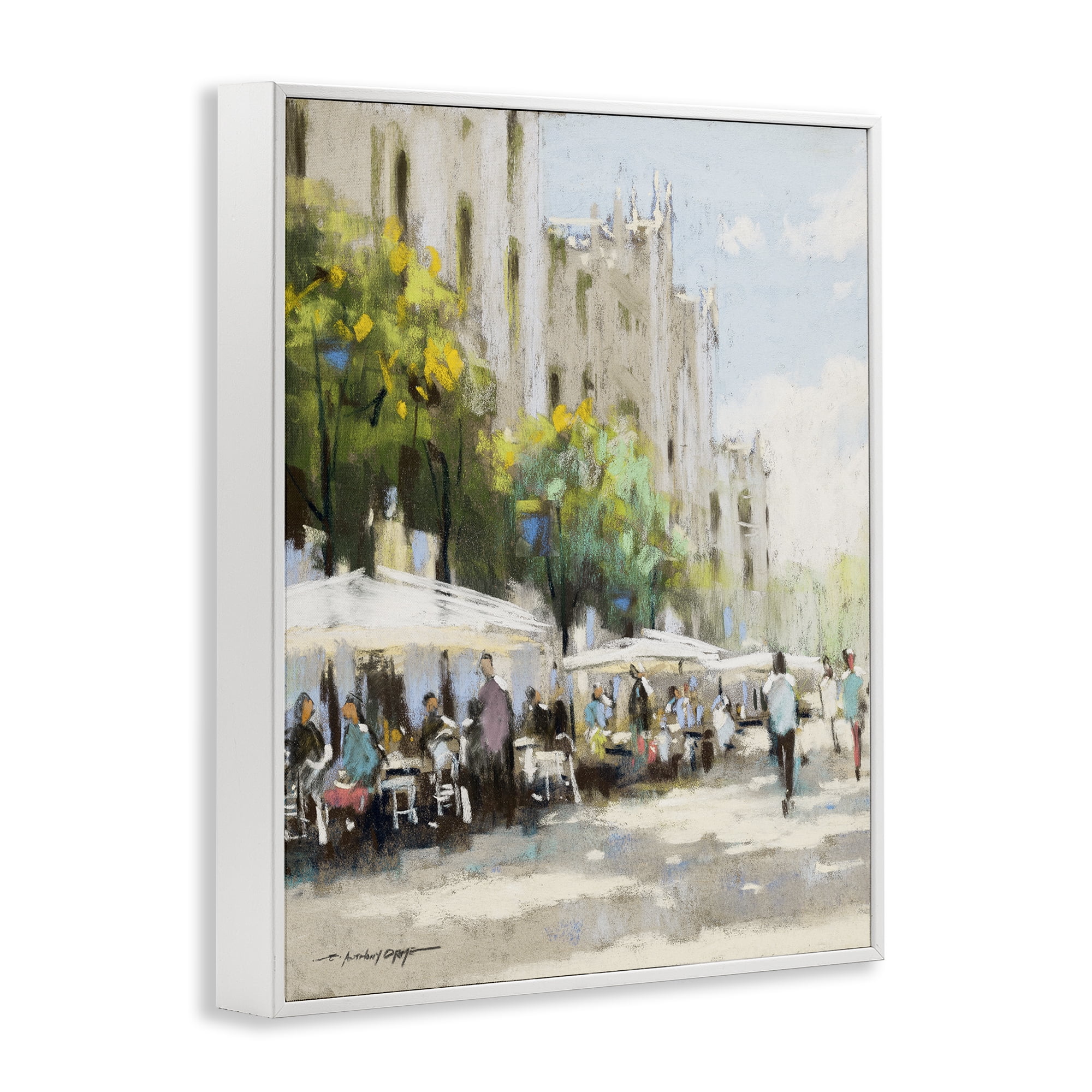 Stupell Industries Street Cafe on Boulevard White Framed Giclee Art, design by Anthony Orme
