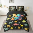 thumbnail image 2 of Manfei Monogrammed M Bedding Comforter Set 7-Piece,Zoo Animal Dinosaur Full Bedding Set,Black Yellow Fitted Sheet Flat Sheet,Microfiber Room Decorative Reversible, 2 of 7