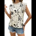 thumbnail image 2 of Blusas de Encaje con Estampado Floral para Mujer, Cuello Redondo, Mangas , Estilo Bohemio, Color Albaricoque XXL, 2 of 9