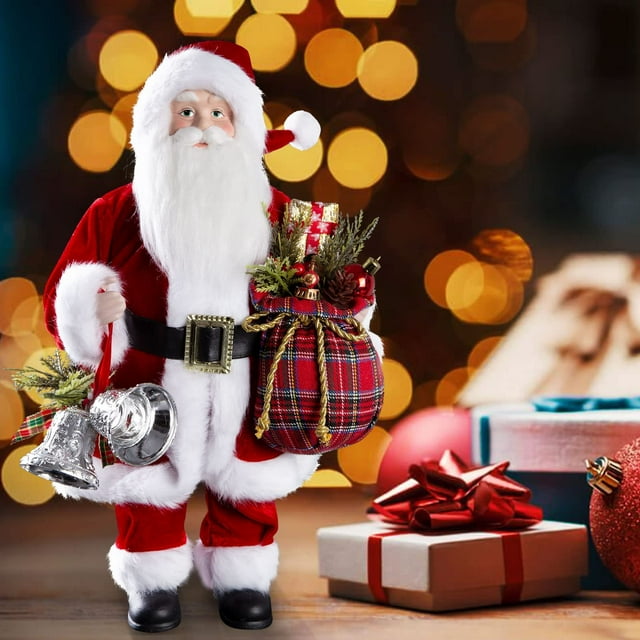 Adornos navideños de Papá Noel para niños menores de 18 años con bolsa de regalos de 46 cm