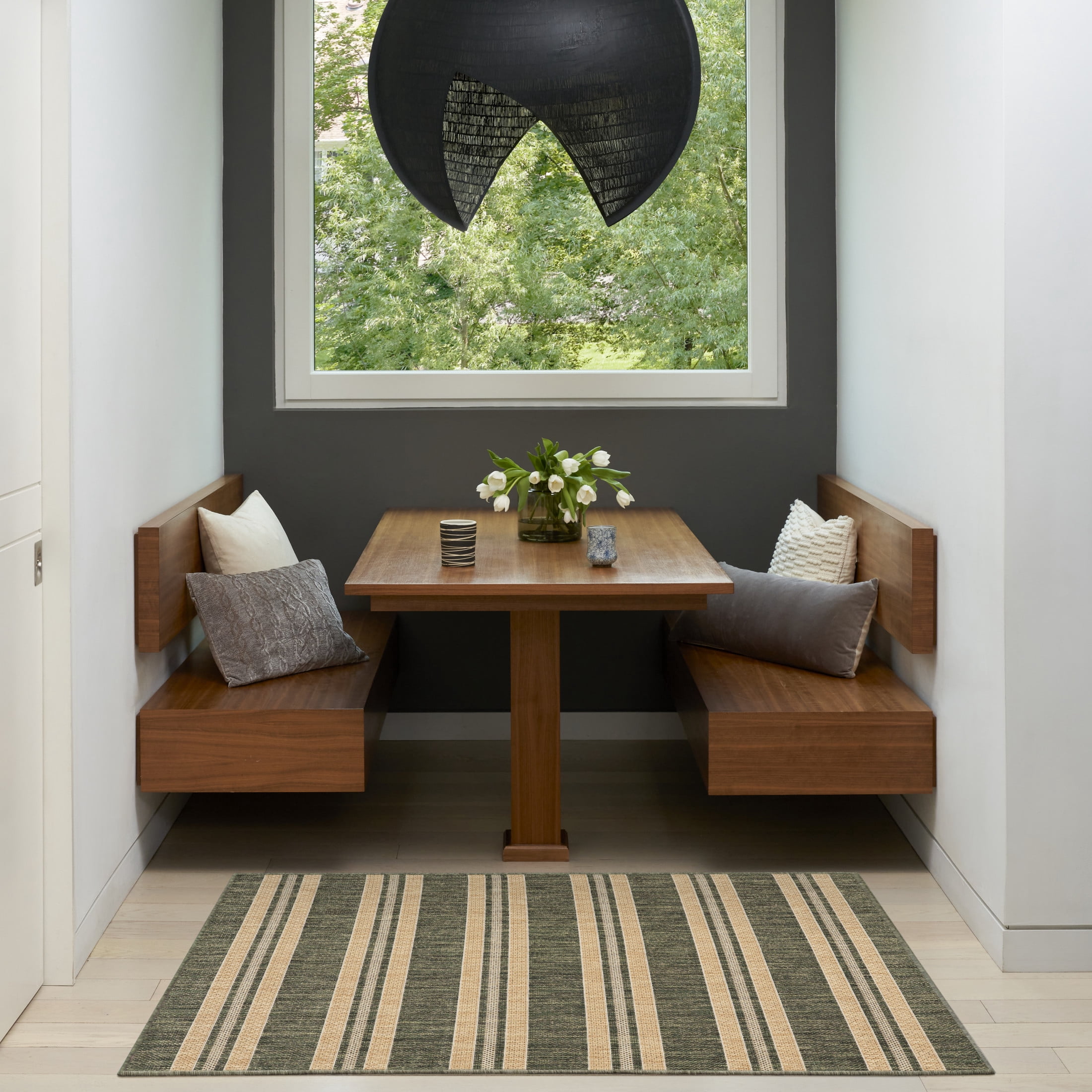 Nourison Horizon Indoor/Outdoor 3' x 5' Green Modern Rug
