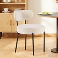 thumbnail image 3 of Gianna Dining Chairs Set of 2, Mid Century Modern Chair Round Upholstered Curved Backrest, Kitchen Vanity Living Room Chairs with Black Metal Legs，Beige, 3 of 7