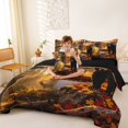 thumbnail image 4 of Manfei Black Bear 7-Piece Twin Bedding,Autumn Deer Pattern Bedding Comforter Set,Black Reversible, 4 of 7