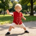 thumbnail image 2 of Kogui Boys Summer Clothes Set Toddler Boy Clothes Cartoon Cotton Summer Short Sleeve T-Shirt and Shorts Kids Outfit Set 5T 6T (Red,5-6 Years), 2 of 7