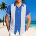 thumbnail image 2 of Timoontee Men's Athletic Short Sleeve Shirt Collared Printed Button Detail Lightweight Summer Wear Easy Care Everyday Wear Blue S, 2 of 6