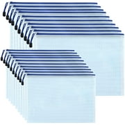 20 Pack Mesh Zipper Pouch, A4 A3 Zipper File Bags Plastic Folders Waterproof Document for Office School Supplies