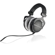 beyerdynamic DT 770 PRO 250 ohm, closed-back over-ear wired studio headphones, 3m coiled cable, black with gray velour ear pads
