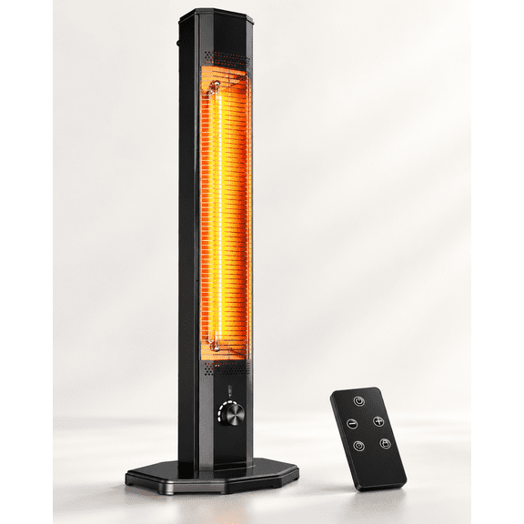 42-Inch Infrared Outdoor Heater for Patio, 1500W Electric Tower with Remote, 3 Heat Modes, 9 Settings, Oscillation, Fan, 24H Timer and Safety Lock