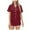 Burgundy, variant on FAWUUDO Womens Silk Satin Pajamas Set Short Sleeve Sleepwear Soft Button Down Loungewear Two-piece Pjs Sets