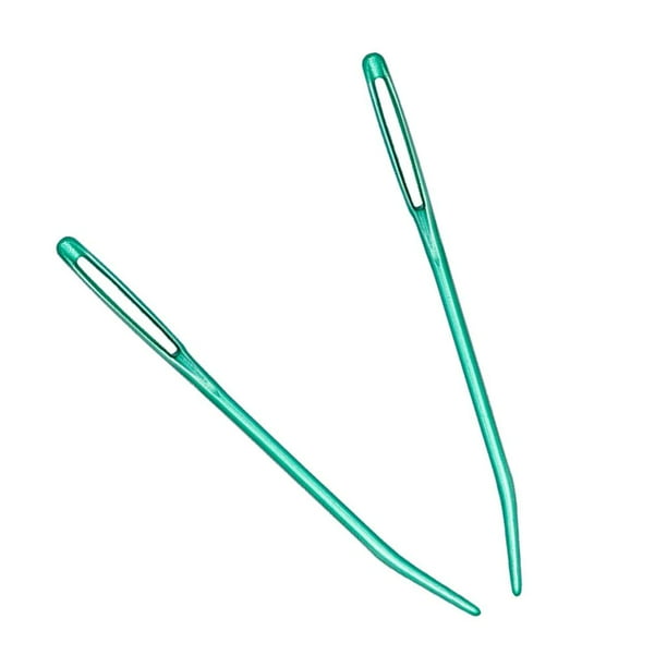 Juego de 2 agujas de zurcir y agujas de tejer de lana para zurcir y hilo de tapicería. Verde