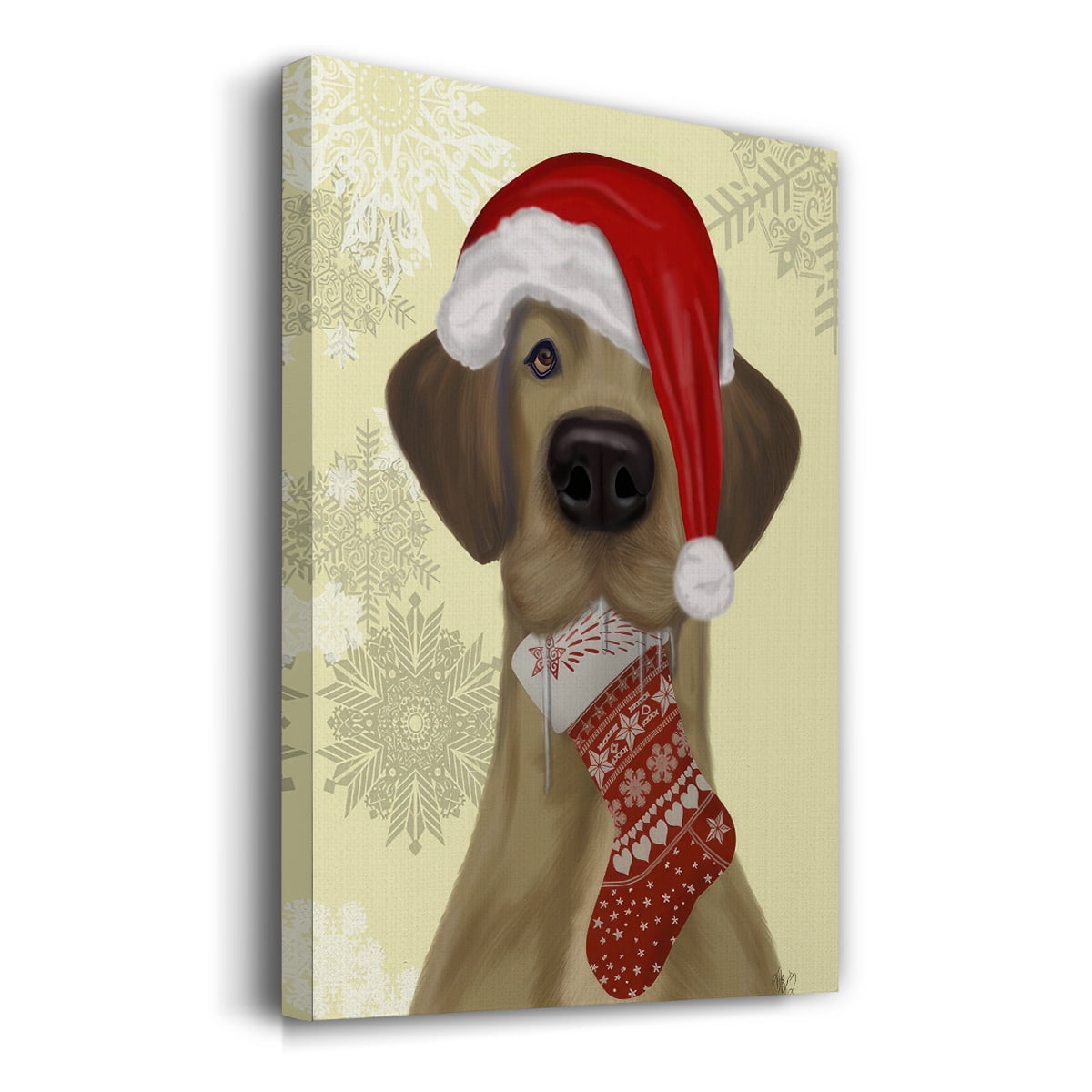 Christmas Drooly Christmas Dane- Gallery Wrapped Canvas
