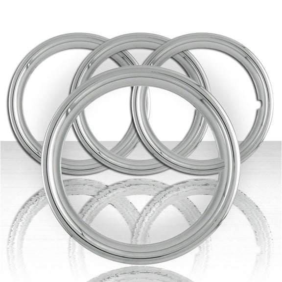 4 NEW 14" STAINLESS TRIM RINGS BEAUTY BANDS GLAMOUR STEEL RIMS WHEELS for FORD