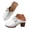 White, variant on Womens Chunky Heels Mules Closed Toe Heeled Slip on Clogs Casual Backless Pumps Summer Work Loafers Slides Shoes Black Size 9