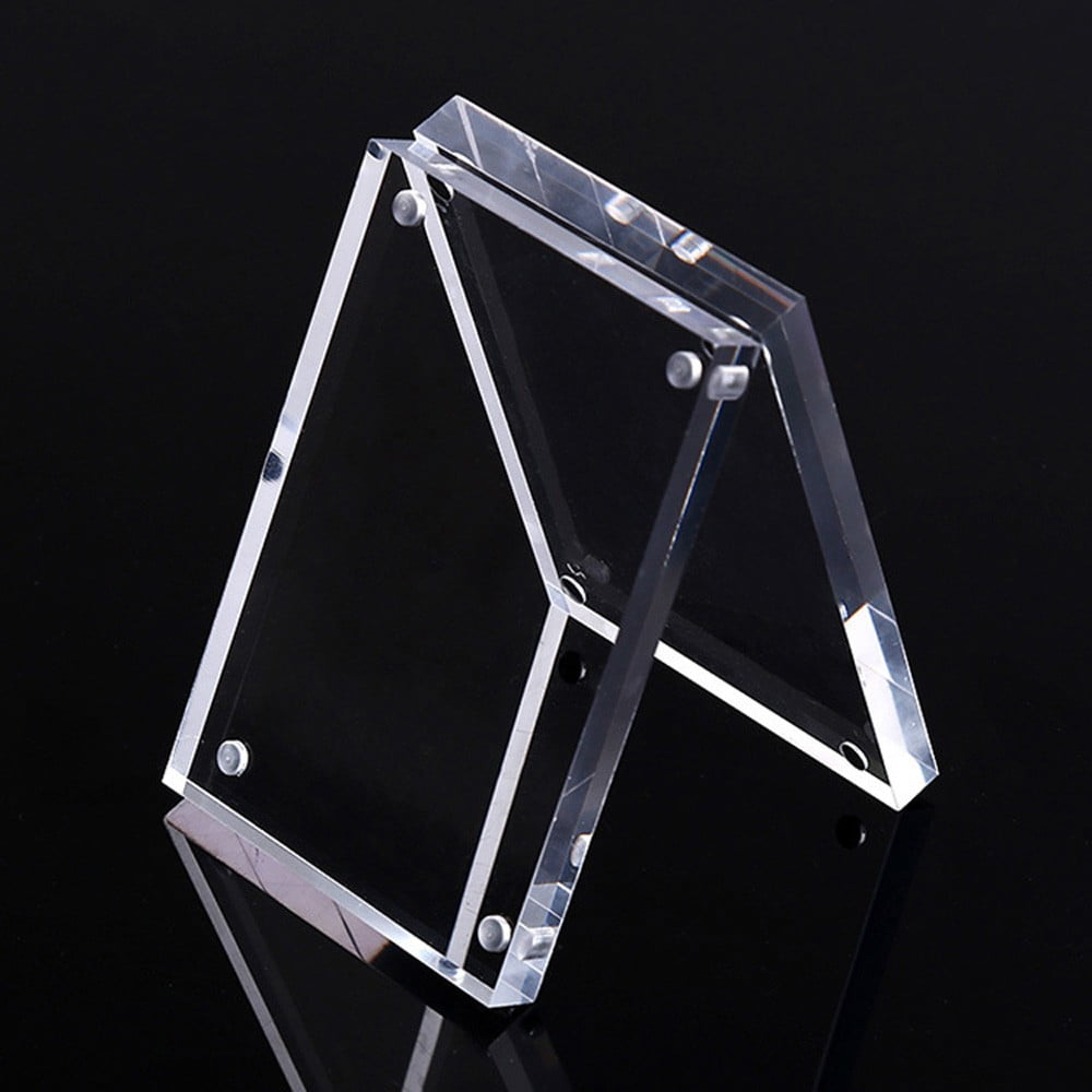 Clear Acrylic Magnetic Picture Photo Frame Freestanding Business Card Holder 