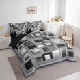 thumbnail image 3 of Homewish Classic Geometric Checkered 7-Piece Bedding Comforter Set,Modern Abstract Buffalo King Bedding Sets,Gray Black Bed Sheets For Adults,Breathable Home Decor Reversible, 3 of 8