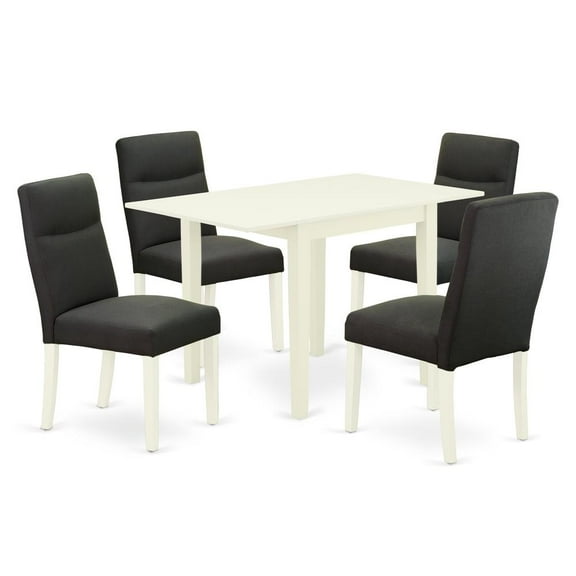 East West Furniture Norden 5-piece Wood Dining Set in White/Dark Gotham Gray