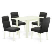 East West Furniture Norden 5-piece Wood Dining Set in White/Dark Gotham Gray