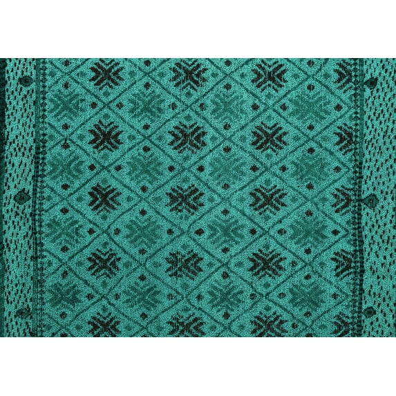 Ahgly Company Indoor Rectangle Abstract Turquoise Blue Modern Area Rugs, 2' x 3'
