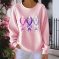 thumbnail image 6 of VKOYWKM Pink Breast Cancer Awareness T-Shirt Women Oversized Long Sleeve Textured Shirts Pink Ribbon Graphic Tee Cancer Survivor Crew Neck Pullover Sweatshirt Fall Tops, 6 of 7