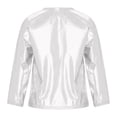 thumbnail image 2 of YONGHS Kids Girls Boys Metallic Shiny Shirt Blouse Jazz Dance Stage Performance Tops Silver 17-18, 2 of 5