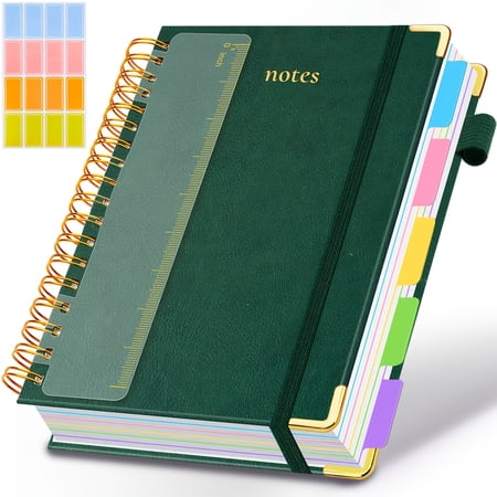 A5 Spiral Notebook with Ruler - 300-Page Hardcover Journal 100GSM Thick Paper Vintage Style Horizontal Lines Pink Faux Leather Cover Ideal for Work School and College Planning Notebooks And Journals