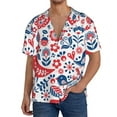thumbnail image 3 of Xecao offers the Birds Flowers for Men's Casual Short-sleeved Shirt, a button-up collared shirt with a pocket, perfect for beach vacations and yacht travel in the Large size., 3 of 7