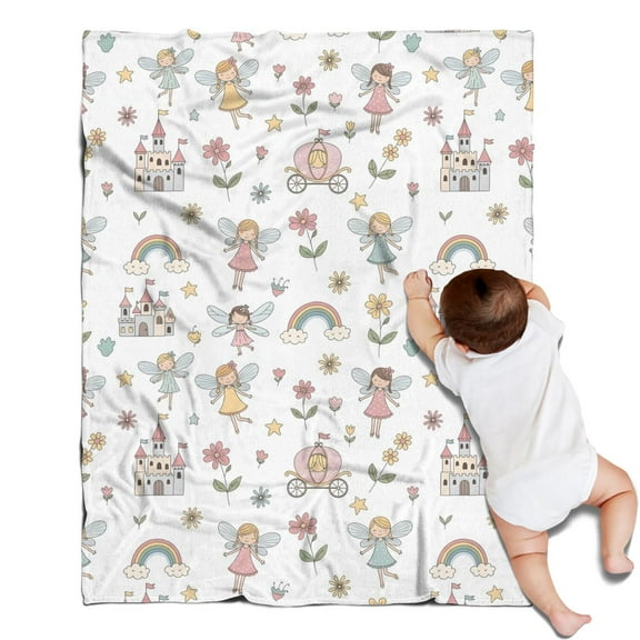 Fairy Princess Carriage Pattern Blanket,Comfortable Soft Flannel Throw Blanket,All Season,Warm Lightweight Blankets for Sofa Bed Couch Living Room Chair,30"x40"