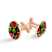 Watermelon Elegant Mens Cufflinks Set, Made of Stainless Steel, Suitable for Formal Attire, for Weddings and Business Meetings
