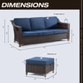 thumbnail image 4 of Meetleisure 3 Pieces Outdoor Patio Wicker Conversation Set with Cushions, Navy, 4 of 9