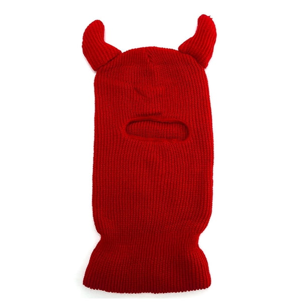 160mm Golden Pasamontañas de punto Pasamontañas de cuerno de diablo Pasamontañas de Halloween Gorro con calavera Bufanda