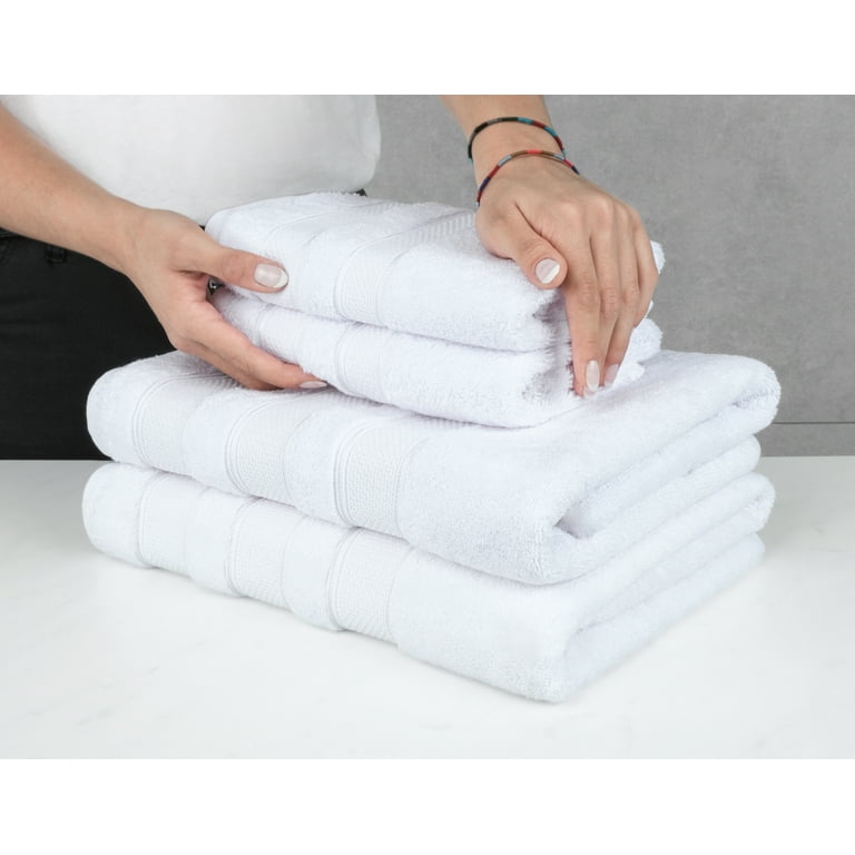 American Soft Linen Salem 6 Piece Bath Towel Set, 100% Turkish Combed Cotton, Rockridge Gray