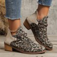 thumbnail image 2 of asddcavvf Ladies Fashion Retro Leopard Pattern Patchwork Canvas Back Zipper Thick Heel Short Boots, 2 of 9