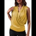 thumbnail image 1 of Blusa Elegante de Satén Cruzada con Cuello en V y Sin Mangas para Mujer Amarillo XL, 1 of 8