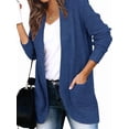 thumbnail image 2 of Women'S Long Sleeve Open Front Chunky Knit Draped Sweaters Outwear Denim Blue S, 2 of 9