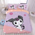 thumbnail image 5 of Conjunto de cuatro piezas de algodón puro de dibujos animados de anime Sanrio Kuromi para niñas, juego de sábanas de algodón puro para dormitorio individual, funda de edredón, juego de tres piezas, 5 of 5