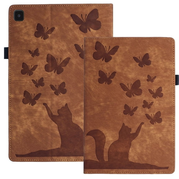 XYX Case for Samsung Galaxy Tab S6 Lite, Butterfly Cat Slim Folio Stand Cover, Brown